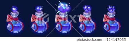 Cartoon potion bottles sprite sheet animation set Cartoon potion bottles sprite sheet animation set 124147055