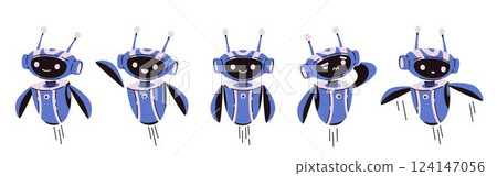 Cute chatbot AI characters set in blue color. Cute chatbot AI characters set in blue color. 124147056