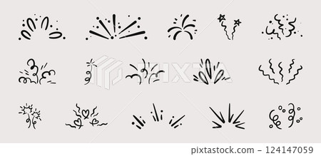 Hand drawn doodle confetti bursts set. Hand drawn doodle confetti bursts set. 124147059