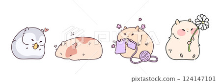 Kawaii hamster characters set 124147101