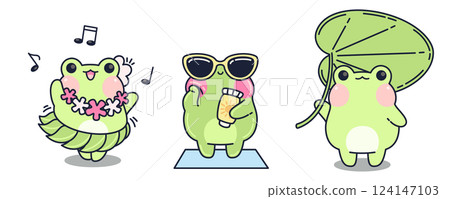 Kawaii frogs in summer outfits Kawaii frogs in summer outfits 124147103