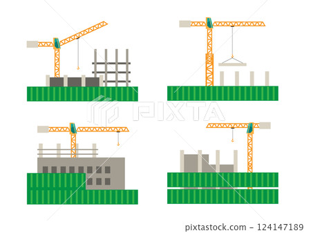Construction Site with Tower Cranes and Building Frameworks Construction Site with Tower Cranes and Building Frameworks 124147189