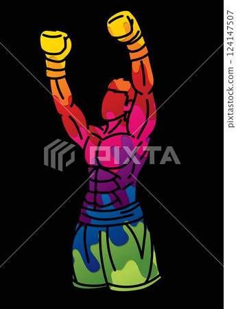 Boxing Sport Kickboxing Muay Thai Boxer Ultimate Fighting Action Cartoon Graphic Vector Boxing Sport Kickboxing Muay Thai Boxer Ultimate Fighting Action Cartoon Graphic Vector 124147507
