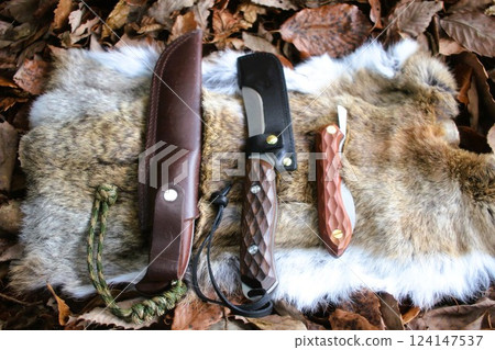 Knife on fur 124147537
