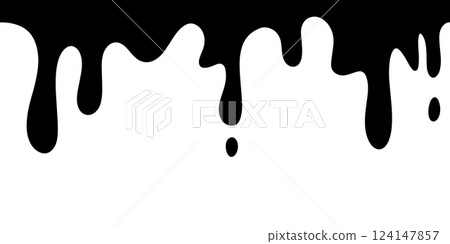 Doodle sketch style of Hand drawn Dripping liquid ,Black dripping paint, melting chocolate or drip of oil. vector illustration. 124147857