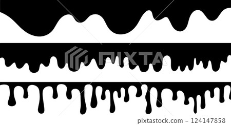 Doodle sketch style of Hand drawn Dripping liquid ,Black dripping paint, melting chocolate or drip of oil. vector illustration. 124147858