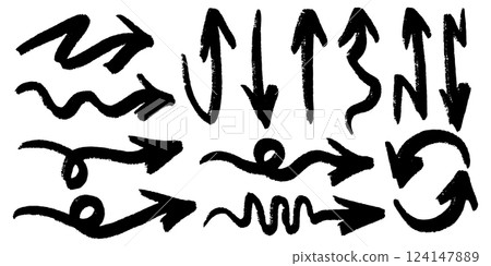 Set of Hand drawn vector arrows doodle on white background. design element vector illustration. Set of Hand drawn vector arrows doodle on white background. design element vector illustration. 124147889