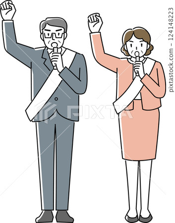 候選人在麥克風前發表演講 124148223