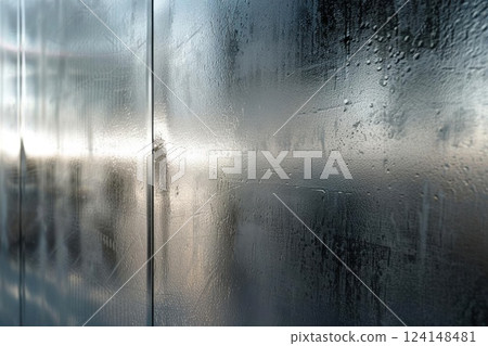 Gleaming Reflections. Polished and reflective surface of a building texture concept 124148481