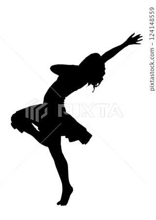 The silhouette of a woman gracefully dancing on a pure white background The silhouette of a woman gracefully dancing on a pure white background 124148559