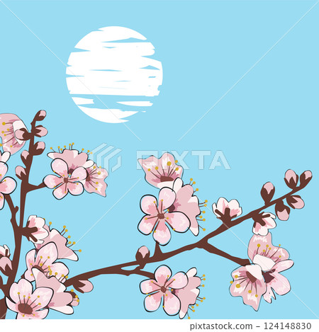 Spring Sakura cherry blooming flowers branch element 124148830