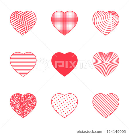 Set of hearts. Gold illustration on a white background. Vector graphics Set of hearts. Gold illustration on a white background. Vector graphics 124149003