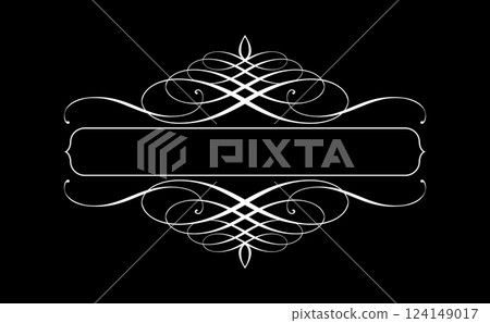 Vintage black and white element. Graphic vector design. Damask graphic ornament 124149017