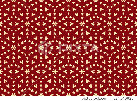Abstract geometric pattern. A seamless vector background. Golden and red ornament. Graphic modern pattern. Simple lattice graphic design Abstract geometric pattern. A seamless vector background. Golden and red ornament. Graphic modern pattern. Simple lattice graphic design 124149023