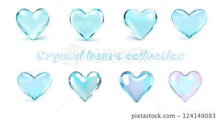 全息藍色3D心臟插畫集 124149083