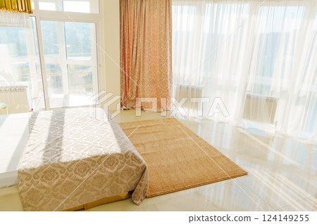 beige Interior pile carpet. 124149255