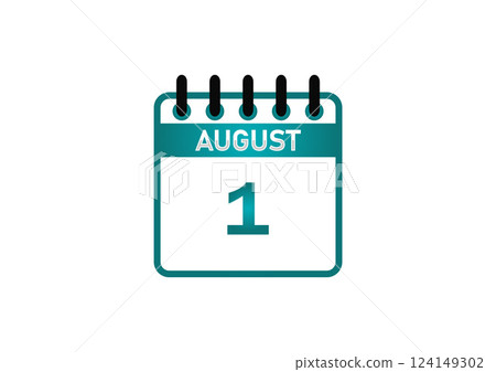August 1 Calendar Icon 124149302