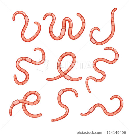 worm set cartoon vector illustration 124149406