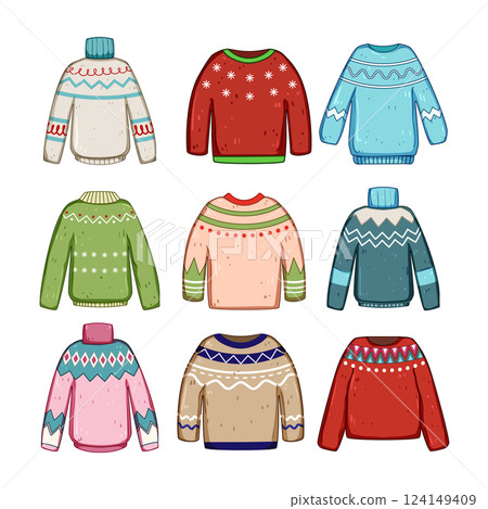 winter sweater cozy set cartoon vector illustration winter sweater cozy set cartoon vector illustration 124149409