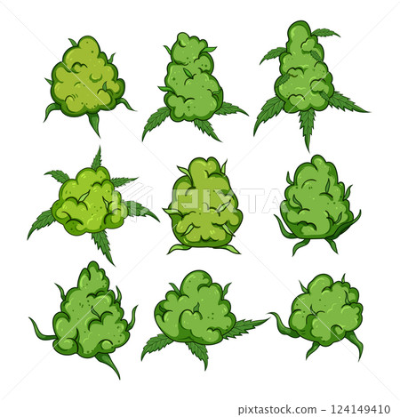 weed bud set cartoon vector illustration weed bud set cartoon vector illustration 124149410