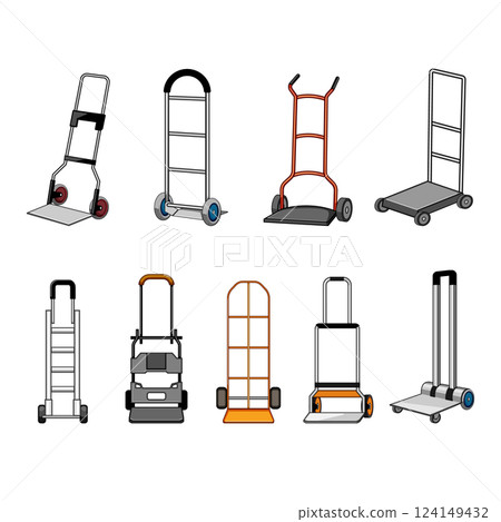 hand cart set cartoon vector illustration hand cart set cartoon vector illustration 124149432
