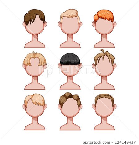 hairstyles for kid boy set cartoon vector illustration 124149437