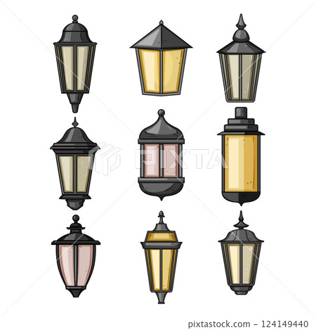 exterior lamp set cartoon vector illustration exterior lamp set cartoon vector illustration 124149440