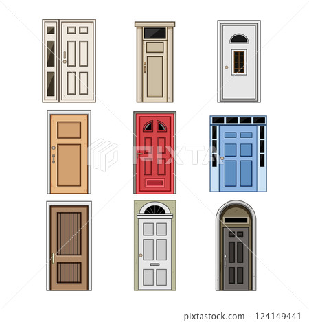 door house entrance set cartoon vector illustration door house entrance set cartoon vector illustration 124149441