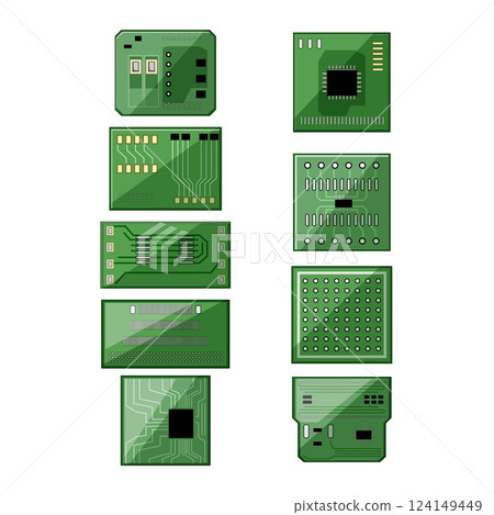 circuit board set cartoon vector illustration 124149449
