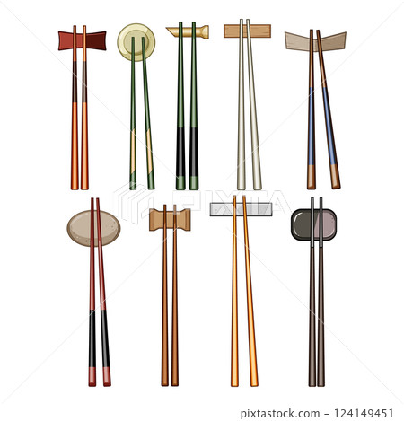 chopstick rest set cartoon vector illustration 124149451