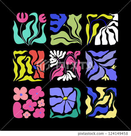 abstract square flowers set cartoon vector illustration abstract square flowers set cartoon vector illustration 124149458