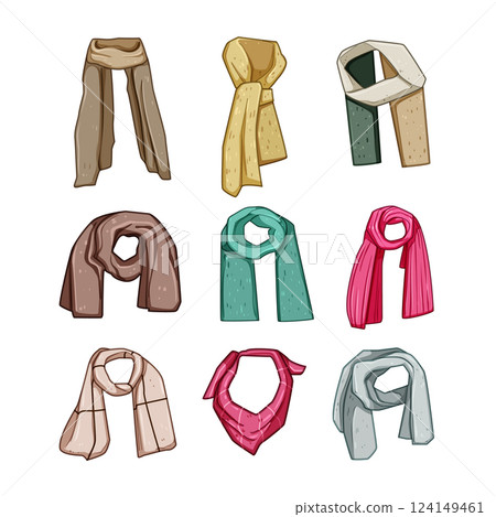 woman scarf set cartoon vector illustration 124149461