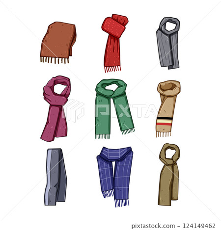 winter scarf man set cartoon vector illustration 124149462