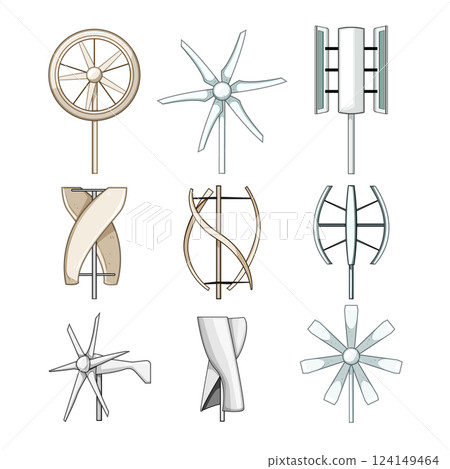 wind turbine home use set cartoon vector illustration 124149464