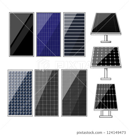 solar panels set cartoon vector illustration 124149473