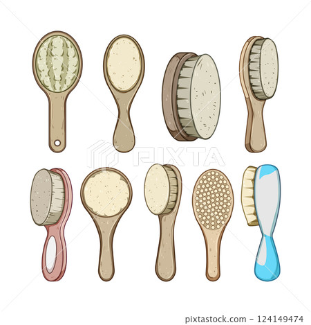 soft baby brush set cartoon vector illustration 124149474
