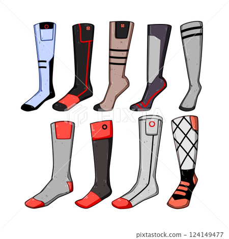 socks heated set cartoon vector illustration 124149477