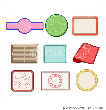 silicone baking mat set cartoon vector illustration 124149481