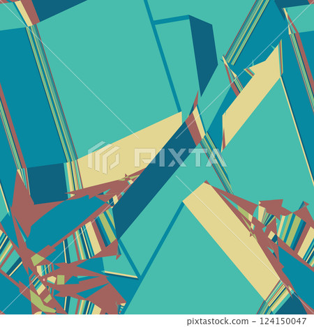 Geometric seamless pattern in retro style. Vintage background. Low poly seamless repeat pattern. Vector pattern. Vector illustration Geometric seamless pattern in retro style. Vintage background. Low poly seamless repeat pattern. Vector pattern. Vector illustration 124150047