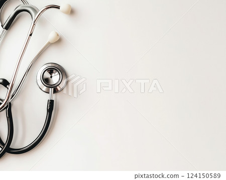 Stethoscope neatly placed on a clean white background Stethoscope neatly placed on a clean white background 124150589