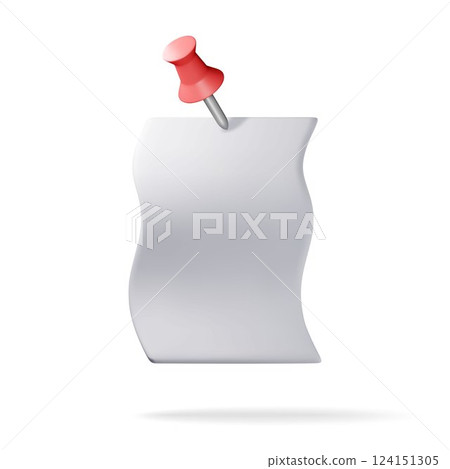 3D empty paper sheets hanging with push pin 124151305