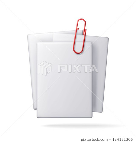 3D empty paper sheets hanging with paper clip 3D empty paper sheets hanging with paper clip 124151306