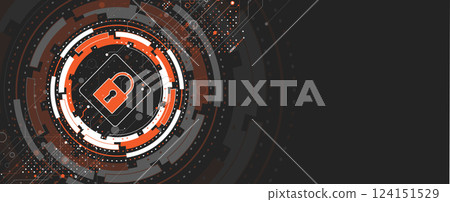 Cyber security lock on circuit board abstract concept Cyber security lock on circuit board abstract concept 124151529
