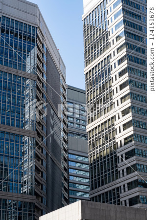 Landscape of the office town looking up at a skyscraper 124151678