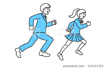 穿著制服跑步的學生插畫 穿著制服跑步的學生插畫 124151763