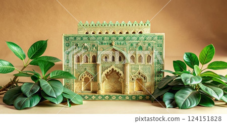 Emerald Edifice: Architectural Model with Verdant Accents 124151828