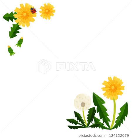 Dandelion frame square watercolor hand-drawn illustration 124152079