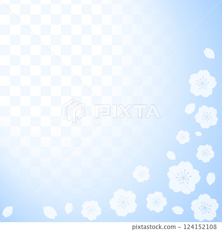 Spring cherry blossoms and Japanese pattern frame material - Blue Spring cherry blossoms and Japanese pattern frame material - Blue 124152108