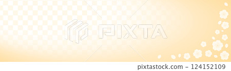 Spring cherry blossoms and Japanese pattern horizontal frame material Yellow 124152109