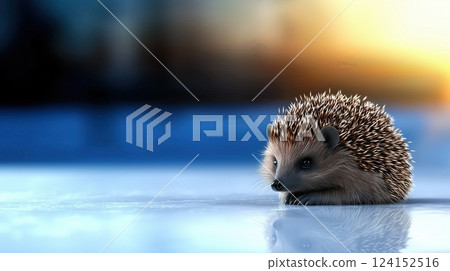 Curled Up Hedgehog Blissfully Resting on White Surface Perfectly Spherical Shape Peaceful Serenity 124152516